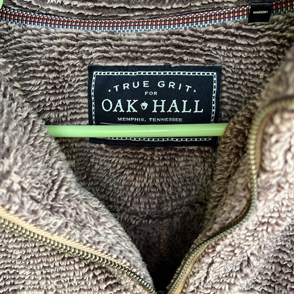 True Grit Brown "OAK HALL" Zip Up Fleece Sweater Size XL - Picture 3 of 7